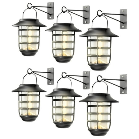 

Home Zone Security Black Outdoor Solar Powered LED Wall Lantern Sconce Light Fixture for Entryway Post Porch & Doorway No Wiring (6 Pack)