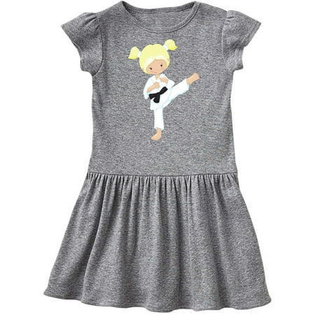 

Inktastic Cute Girl Blonde Hair Karate Pose Black Belt Gift Toddler Girl Dress