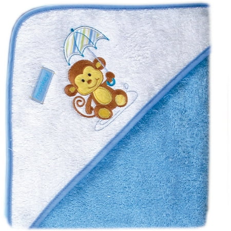 Luvable Friends Baby Woven Hooded Towel, Blue