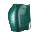 thumbnail image 4 of Women's Solid Color PU Leather Skirt - Zipper Detail, Sexy Wrap, High Waist, Elastic Fit, Suitable for Fall/Spring, S-XXL, 4 of 5