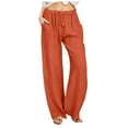 thumbnail image 1 of Women High Waisted Wide Leg Pants Fashion Drawstring Elastic Trousers Comfy Straight Leg Long Pants With Pockets, 1 of 5