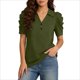 thumbnail image 4 of Camisetas de Manga Corta de Verano para Mujeres Moda Pullover de Color Sólido Botón de Solapa Botón Extraíble Camisetas de Manga Corta de Verano de las Mujeres, 4 of 5