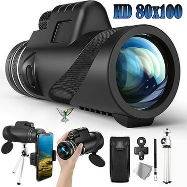 Monocular Telescope 80x100 High Power with Smartphone Adapter Tripod, Monoculars with BAK4 Prism & FMC Lens for Bird Watching Hunting
