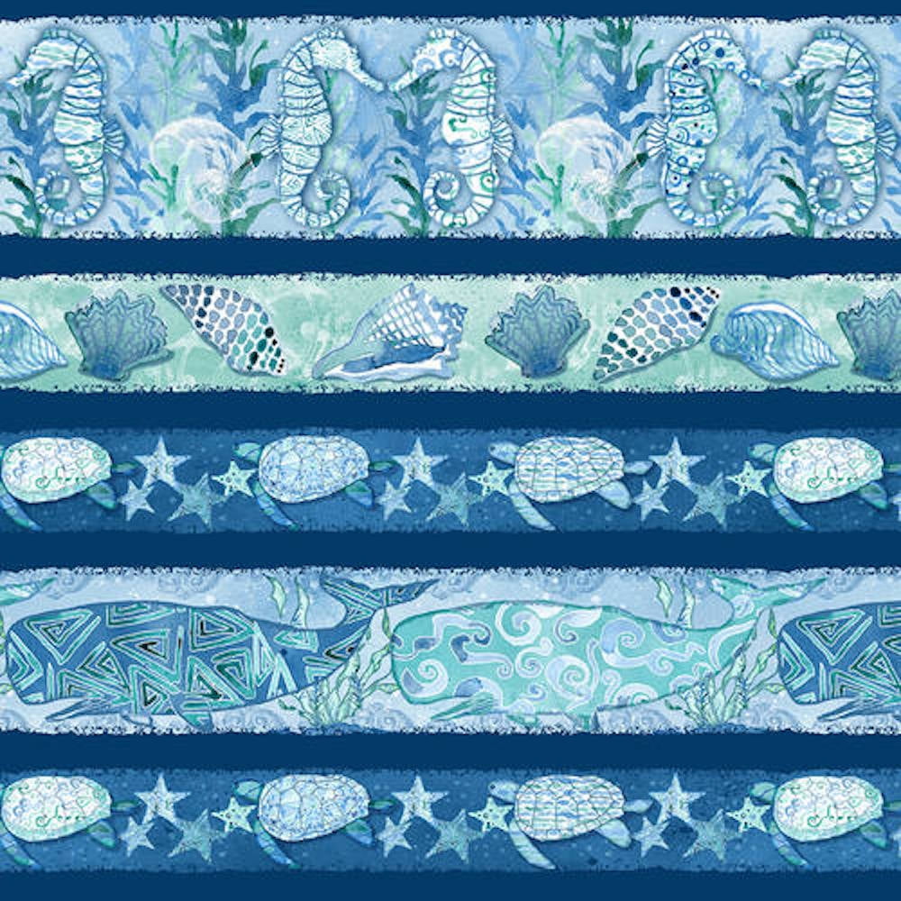Blank Quilting 955377 Seaglass Stripe Blue Cotton Fabric By The Yard