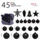 thumbnail image 1 of Xiao Hua Adornos para árbol de Navidad, 2 cajas, paquete de 45, bolas navideñas irrompibles, juego de adornos colgantes surtidos, color negro., 1 of 3