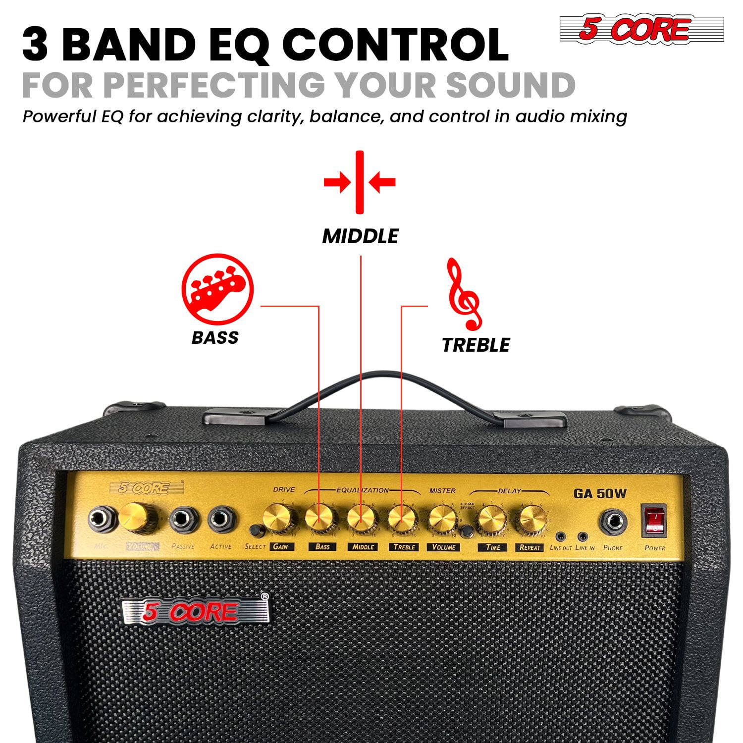 50W Portable Guitar Amplifier with 8" Speaker - Built-in Effects, AUX/Headphone Jacks, Compact Design for Practice & Gigs