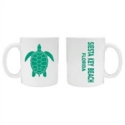 Siesta Key Beach Florida Souvenir White Ceramic Coffee Mug 2 Pack Turtle Design