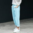 thumbnail image 2 of EDFBUYKRS Female Women Pants Casual Pants for Women Dressy Casual Wedding Summer Pants Female Imitation and Linen Nine Loose Thin Pants Xxxl, 2 of 4