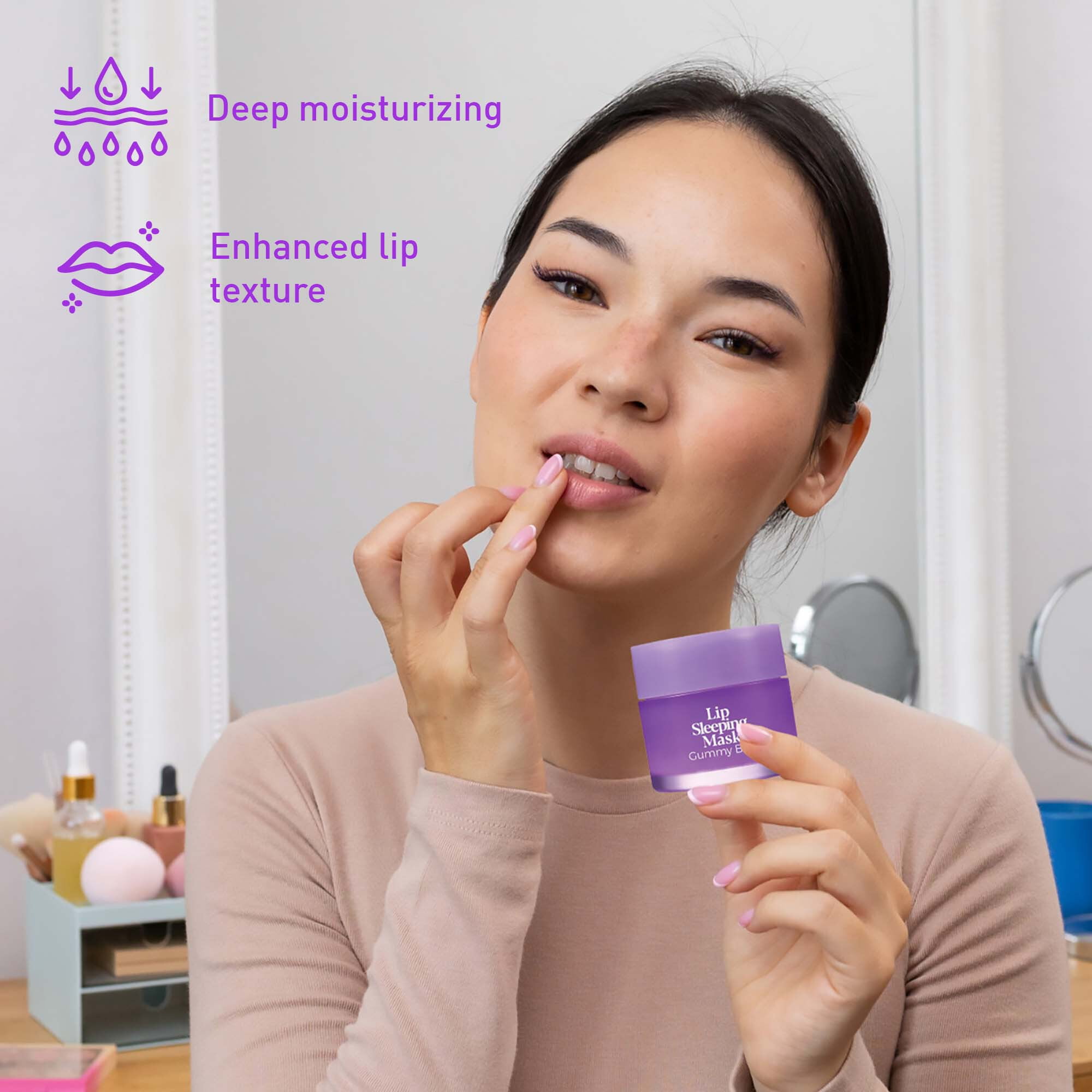 Pursonic Lip Care  Cleanse Bundle – Lip Sleeping Mask (Gummy Bear  Fresh Mint) + Makeup Removal Wipes (60-Count)