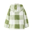 thumbnail image 4 of Teen Fleece Jacket Plaid Long Sleeve Zip Up Outerwear Hooded 12-13 Years Jacket Girls, 4 of 5