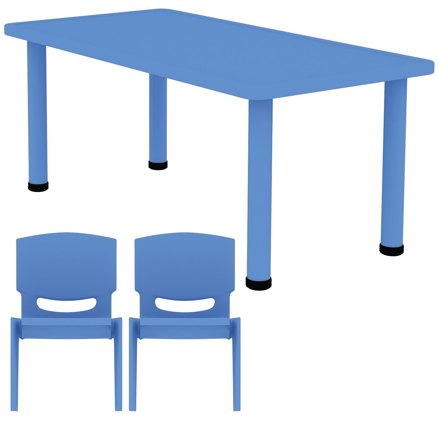 2xhome Blue Kids Table Height Adjule 21 5 22 2xhome Blue Kids Table Height Adjule 21 5 22 Rectangle Shape Child Plastic Activity With Round Safety Corners And 2 Stackable Chairs