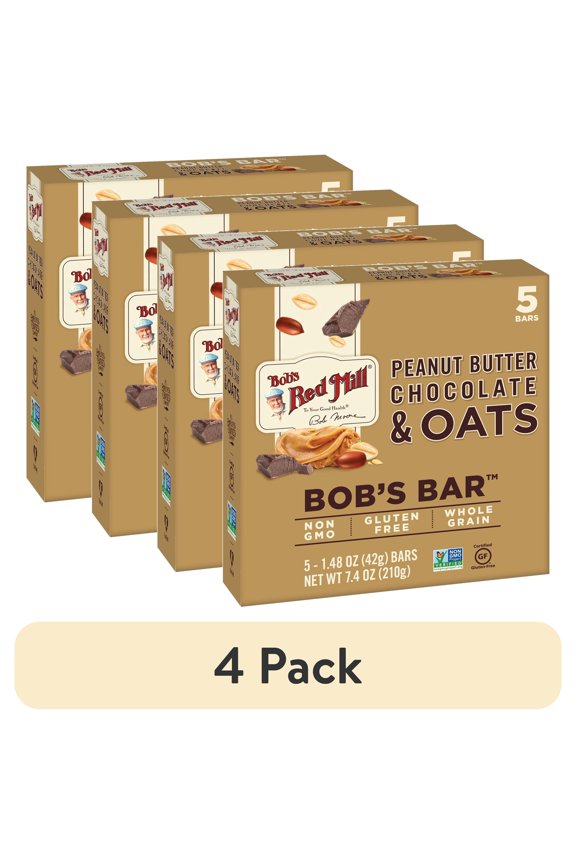 (4 pack) Bob's Red Mill Peanut Butter Chocolate & Oats Bob's Bar (Box of 5)