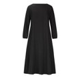 thumbnail image 5 of Fesfesfes Long Sleeve Dress Women Solid Color Robe Vintage Elegant Swing Kaftan Party Dress, 5 of 5