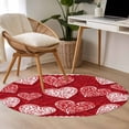 thumbnail image 5 of Valentine's Day Washable Round Area Rug 3.3 ft, Abstract Romantic Red White Floral Love Heart Red, Soft Non Slip Rugs Stain Repellent Indoor Felt Carpet for Living Dining Room Bedroom Home Office, 5 of 9