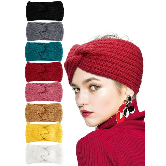 Gustave Women Knit Headbands Winter Ear Warmer Stretchy Crochet Headband Fashion Wide Twist Turban Head Wrap Gifts "Red"