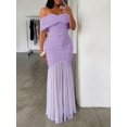 thumbnail image 2 of Womens Lilac Purple Off-Shoulder Ruched Mermaid Maxi Dress Elegant Gown, 2 of 7