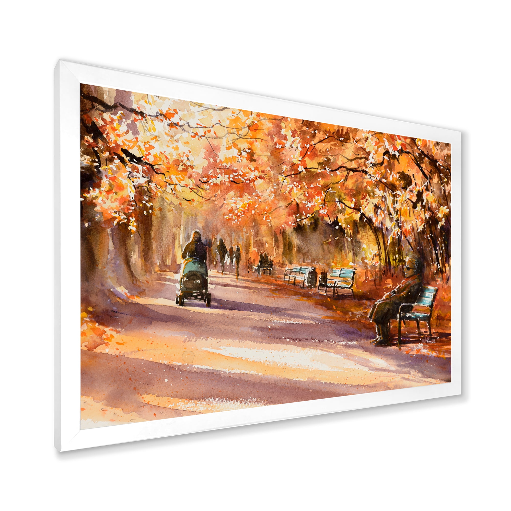 Designart 'Path In The Park In Sunny Autumn Day' Country Framed Art Print