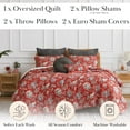 thumbnail image 2 of Southshore Fine Living, Inc. Full or Queen Quilt Bedding Set 7-Pieces with 2 Pillow Shams, 2 Euro Shams, 2 Throw Pillows; Boho Bedding Set, Queen or Full Size Quilts for Bed, Jacobean Red, 2 of 9