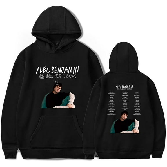 Alec Benjamin 12 Notes Tour Inspired Retro Lyric Graphic Hoodie - Unisex Soft Fleece Warm Oversized Artistic Streetwear Winter