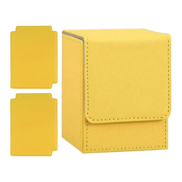 Bunblic Card Deck Box Container Trading Cards Case Display PU Leather Card Organizer yellow