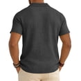 thumbnail image 5 of Yifymode Men's Linen Blend Short Sleeve Polo Shirt, Classic Fit Breathable Collared Casual Daily Top Black 2XL, 5 of 7