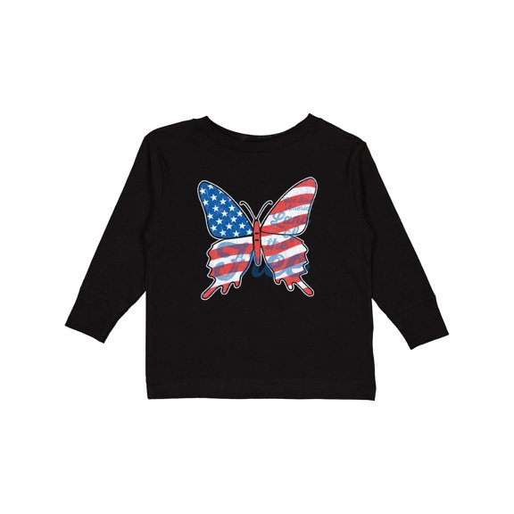 Inktastic Patriotic Butterfly Girls Long Sleeve Toddler T-Shirt