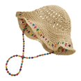 thumbnail image 1 of Sombrero de paja para mujer, gorra plegable para vacaciones, fiestas, bodas, festivales al libre., 1 of 9
