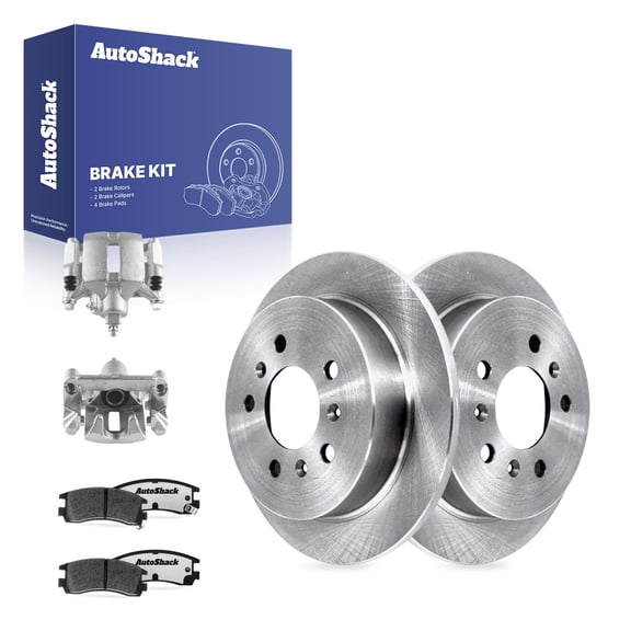 AutoShack Rear Solid Brake Rotors   Ceramic Pads   Calipers 8-PC Brake Kit Replacement for 2006-2010 Chevrolet Impala 2008-2009 Buick LaCrosse 2006-2007 Chevrolet Monte Carlo 10.94" (277.8 mm)