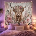 thumbnail image 2 of Highland Cow in a Pastel Rose Garden, Serene Watercolor for Animal Lovers, Floral Farmhouse Decor, Housewarming Gift, Tapestry Wall Hanging for Bedroom and Living Room, 2 of 7