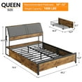thumbnail image 2 of Festisoul Queen Size Bed Frame, Metal Platform Bed Frame with 4 Storage Drawers Ergonomic Headboard and Charging Station, No Box Spring Needed, Vintage Brown for Bedroom, 2 of 8