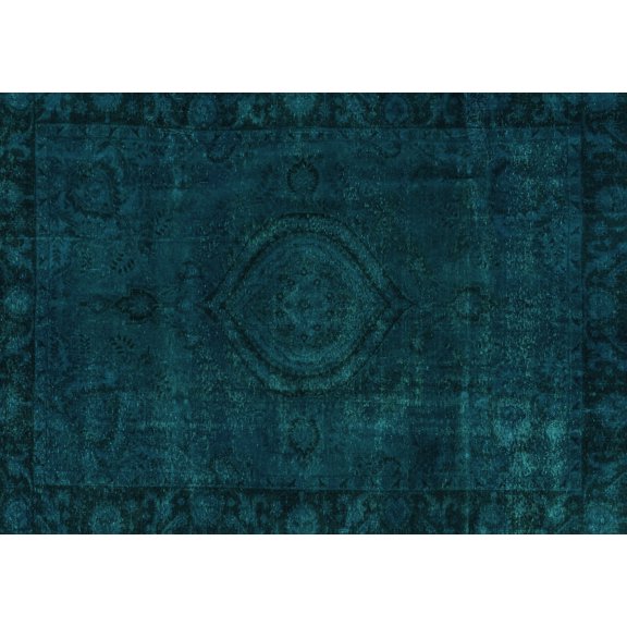 Ahgly Company Machine Washable Indoor Rectangle Persian Turquoise Blue Bohemian Area Rugs, 5' x 7'