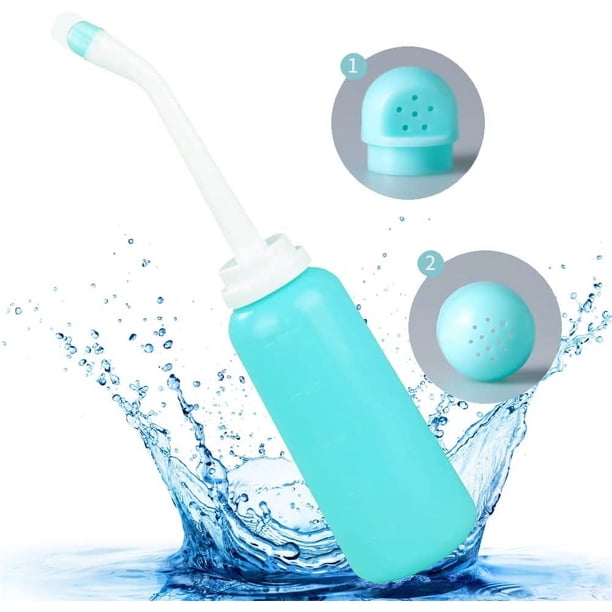 Botella para artículos esenciales para el cuidado posparto, botella con rociador perinatal de 17 oz/500 ml para el cuidado femenino, portátil para viajes, botella peri al revés