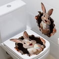 thumbnail image 2 of 1/2pcs Easter Rabbit Decal Ripped 3D Effect Sticker, Realistic 3D Rabbit Breaking Through Wall Waterproof Self-Adhesive, for Window Toilet Seat Home School Spring Easter Party Decoration, 2 of 9