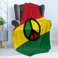 thumbnail image 4 of Jamaican Soft Flannel Fleece Throw Blanket, Reggae Culture Peace Caribbean Country Flag Design Americas Rasta Culture, Cozy Plush for Indoor and Outdoor Use, 60" x 80", Multicolor, by Ambesonne, 4 of 5