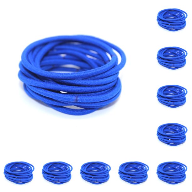 Jumpingount 10 piezas de bandas para el cabello mixtas ajustables sólidas para la escuela de alta elasticidad soporte protector para coletas azul real 10piezas