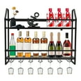 thumbnail image 4 of Wall Mounted Wine Glass Storage Rack Bar Wine Display Shelves Bottle Holder Steel Black, 4 of 7