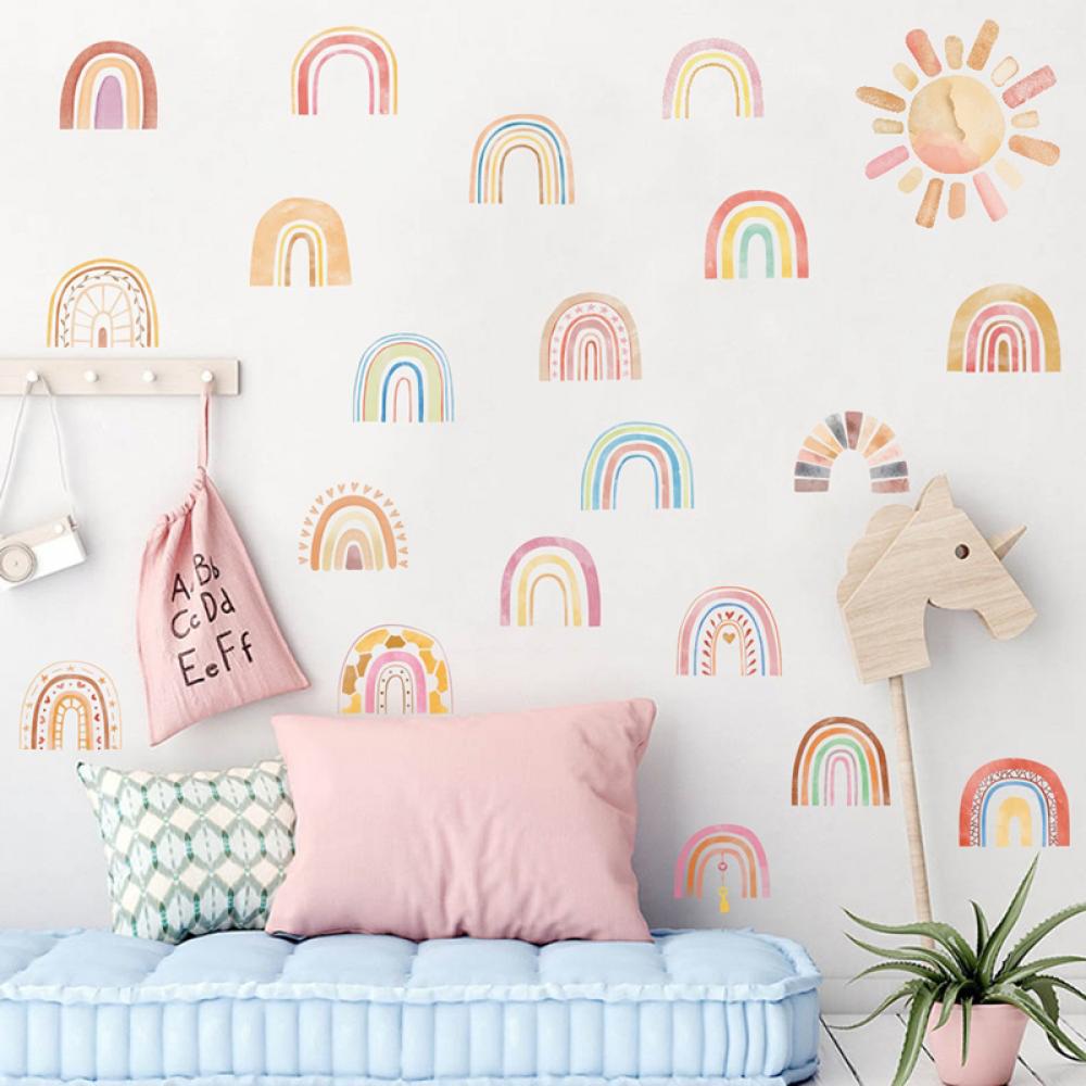 Rainbow Wall Decals for Girl Bedroom Kids Room Decor, Peel and Stick ...