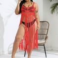 thumbnail image 4 of Xuyuer Plus Size Beach Swimsuit Cover Up Women Crochet Bikini Coverups Summer Pool Swimwear Tassel Dress, 4 of 5