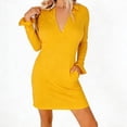 thumbnail image 2 of Mifsaly Tshirt Dress Women V-Neck Long Sleeve Bodycon Dresses Slim Fit Business Casual Night Out Cocktail Party Gowns S, 2 of 6