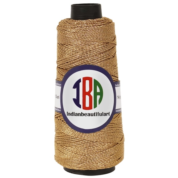 IBA Indianbeautifulart Metallic Thread For CraftsTwistedCordFor MacrameTwistedRope For Handmade Art DIY Projects Wall Art Decorations Pack of 1 |Bronze