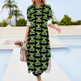 thumbnail image 3 of 2024 Jamaica Flag Print Casual Dress National Day Street Style Dresses Long Sleeve Cute Women V Neck Custom Big Size Chiffon Dress, 3 of 7
