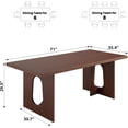 thumbnail image 2 of 71" Long Dining Table for 6-10 People - Farmhouse Kitchen Table with Extra Thick Tabletop & Heavy-Duty Metal Legs, Sturdy Rectangular Table for Dining Room, Conference Room, Office, Walnut, 2 of 9