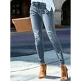 thumbnail image 4 of Women'S Skinny Ripped Trendy Jeans Distressed Stretchy Denim Pants Medium Blue L, 4 of 6