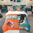 thumbnail image 2 of Feelyou Sport Rugby Twin Bedding Sets 7pcs for Teens, Miami Print Bedding Comforter Set, American Football Sheet Sets, Orange Teal Home Decor, 2 of 7