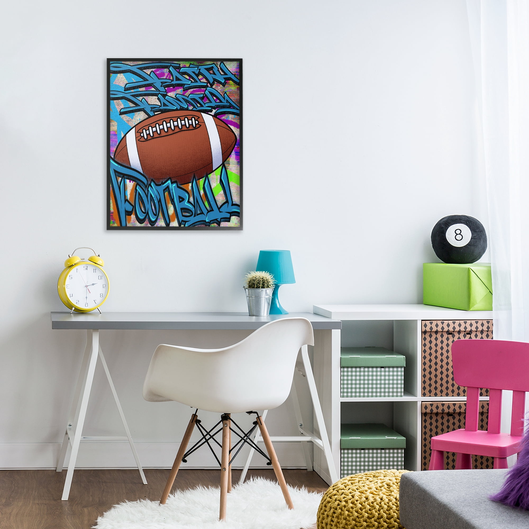 Stupell Industries Faith Family Football Graffiti Black Framed Giclee Art, design by Marcus Prime