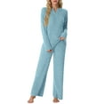 thumbnail image 3 of MINTREUS Women's Pajama Set Long Sleeve Lounge Set Ribbed knit Sleepwear Two Piece Pjs Set with Pocket, 3 of 8