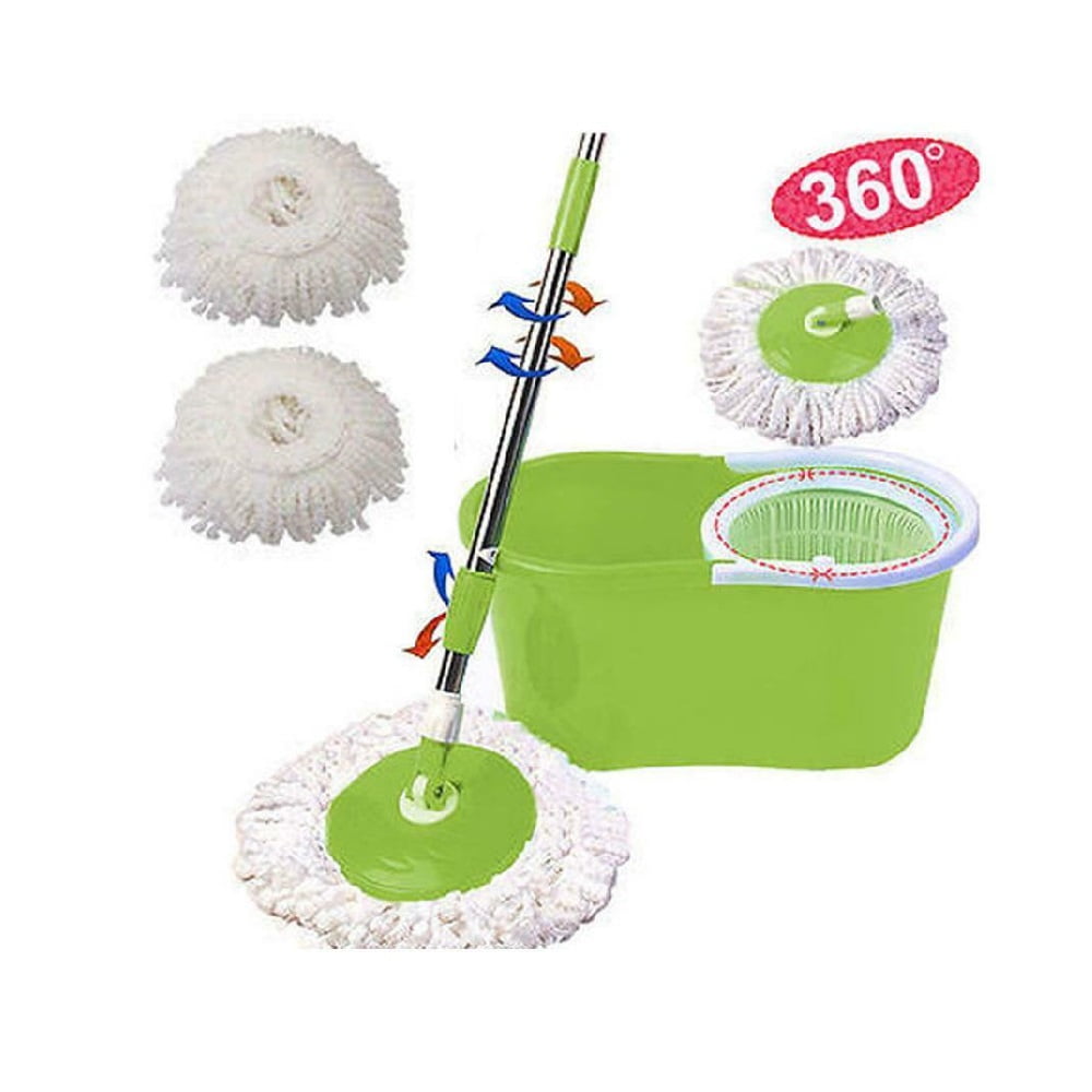Microfiber Spinning Magic Spin Easy Floor Mop with Bucket 2 Heads 360°Rotating 