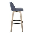 thumbnail image 2 of Toriano Contemporary Fixed-Height Barstool in White Washed Wood and Blue Fabric with Round Black Metal Footrest by LumiSource - Set of 2, 2 of 4