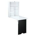thumbnail image 3 of Wall Mounted Foldable Desk with Storage Compartments, Fold Down Desk Table with Chalkboard, Computer Desk for Living Room Bedroom, White, 3 of 8