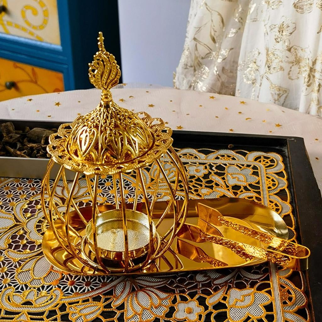 Incenses Burners for Meditations and Home Decors Metal Censers Tealight Holder with Tray and Tongs Set